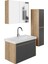Dallas 80 cm Lavabolu Aynalı Banyo Dolabı Lavabo Dahil Boy Dolabı Dahil S.meşe-Antrasit 4