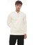 Yarım Fermuarlı Kolej Yaka Sweatshirt Regular Fit-Beyaz- 2317 1