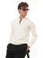 Yarım Fermuarlı Kolej Yaka Sweatshirt Regular Fit-Beyaz- 2317 4