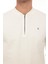 Yarım Fermuarlı Kolej Yaka Sweatshirt Regular Fit-Beyaz- 2317 5