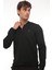 Yarım Fermuarlı Kolej Yaka Sweatshirt Regular Fit-Siyah- 2317 1