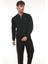 Yarım Fermuarlı Kolej Yaka Sweatshirt Regular Fit-Siyah- 2317 5