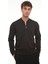 Yarım Fermuarlı Kolej Yaka Sweatshirt Regular Fit-Koyu Kahverengi- 2317 3