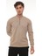 Yarım Fermuarlı Kolej Yaka Sweatshirt Regular Fit-Bej- 2317 5