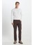 Slim Fit Dar Kesim Pamuklu Esnek Armürlü 5 Cep Kahverengi Pantolon 1
