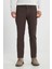 Slim Fit Dar Kesim Pamuklu Esnek Armürlü 5 Cep Kahverengi Pantolon 2