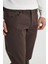 Slim Fit Dar Kesim Pamuklu Esnek Armürlü 5 Cep Kahverengi Pantolon 4