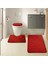 Unicolor Düz Kırmızı 3'lü Banyo Paspası Halısı Seti Kaymaz Deri Tabanlı Yıkanabilir Klozet Takımı 7