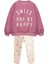 Yeni Sezon Kız Çocuk Pamuklu Pembe Renk Smile&happy Baskılı Sweatshirt ve Taytlı Alt-Üst Takım 1
