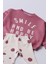 Yeni Sezon Kız Çocuk Pamuklu Pembe Renk Smile&happy Baskılı Sweatshirt ve Taytlı Alt-Üst Takım 2