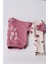 Yeni Sezon Kız Çocuk Pamuklu Pembe Renk Smile&happy Baskılı Sweatshirt ve Taytlı Alt-Üst Takım 3