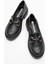 Kadın Tokalı Loafer Ayakkabı SİYAH CİLT 5
