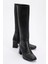Küt Burunlu Ökçeli Kadın Çizme SİYAH CİLT 1