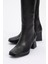 Küt Burunlu Ökçeli Kadın Çizme SİYAH CİLT 5