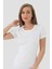 Kadın Beyaz Tişört Kısa Kollu Fanila %100 Pamuklu Ribana 2