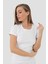 Kadın Beyaz Tişört Kısa Kollu Fanila %100 Pamuklu Ribana 3