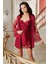 Imaj 4215 Bordo Renk Saten 2li Gecelik Takımı 1