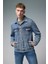 Mark Oversize Geniş Kesim Med Blue Jean Ceket - Med Blue 2