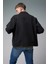 Mark Oversize Geniş Kesim Renkli Jean Ceket - Siyah 4