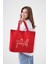 Yourself Baskılı Kırmızı Yatay Kanvas Çanta 2