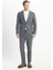 Slim Fit Dar Kesim Kırlangıç Yaka Çizgili Kapak Cepli Esnek Koyu Gri Takım Elbise 2