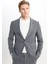 Slim Fit Dar Kesim Kırlangıç Yaka Çizgili Kapak Cepli Esnek Koyu Gri Takım Elbise 4