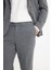Slim Fit Dar Kesim Kırlangıç Yaka Çizgili Kapak Cepli Esnek Koyu Gri Takım Elbise 5