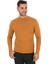 Erkek Dik Yaka Slim Fit Pamuk Likra Tişört-Taba 1