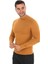 Erkek Dik Yaka Slim Fit Pamuk Likra Tişört-Taba 3