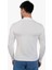 Erkek Dik Yaka Slim Fit Pamuk Likra Tişört-Off White 3