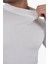 Erkek Dik Yaka Slim Fit Pamuk Likra Tişört-Off White 4