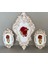 Kırmızı Gül Detaylı 3lü Tablo Set 42 cm 1