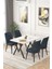 Maxi Beyaz 70 x 120 Sabit Yemek Masası , Masa Sandalye Takımı , Baby Face Kumaş 4 Antrasit Sandalye 1