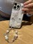 Apple iPhone 15 Pro Uyumlu Lux Işıltılı Inci Charmlı Kelebekli Kılıf 1
