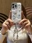 Apple iPhone 15 Pro Uyumlu Lux Işıltılı Inci Charmlı Kelebekli Kılıf 3