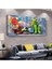 Renkli Çiçek 100 X 50 Cm Saatli Kanvas Tablo 1