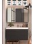 Lotus Banyo Dolabı 100 cm Lavabo Dahil Antrasit Çekmeceli Komple Mebran Mdf 1