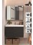 Lotus Banyo Dolabı 80 cm Lavabo Dahil Antrasit Çekmeceli Komple Mebran Mdf 1