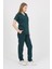 Daisy V Yaka Petrol Yeşili Unisex Uniforma (Likralı) 2xs - Takım - Hayır Isim Yazılmasın 2