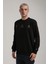 Bisiklet Yaka Siyah Slim Fit Sweatshirt 24FWM60188 5