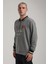 Bisiklet Yaka Siyah Slim Fit Sweatshirt 24FWM60207 5