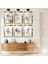 MODERN ÇİZİM ÇİÇEK VE YAPRAK DESEN 6'LI PLEKSİ KENAR MDF TABLO SETİ 1