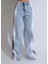 024 Kadın Penye Şeritli Püsküllü Paça Jeans Kot Denim Pantolon 3