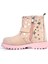 Chiron Hakiki Deri Pudra Yıldız Desenli Fermuarlı Kürklü Kız Çocuk Bot 4