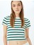 Basic Çizgili Bisiklet Yaka Kısa Kollu Kaşkorse Slim Fit T-Shirt 1