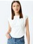 Kolsuz Crop Bisiklet Yaka Dikiş Detaylı Slim Fit T-Shirt 1