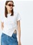 Basic Kısa Kollu Bisiklet Yaka Asimetrik Kesim Yırtmaçlı T-Shirt 1