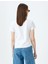 Basic Kısa Kollu Bisiklet Yaka Asimetrik Kesim Yırtmaçlı T-Shirt 4