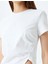 Basic Kısa Kollu Bisiklet Yaka Asimetrik Kesim Yırtmaçlı T-Shirt 5