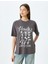 Kuru Kafa Baskılı Bisiklet Yaka Kısa Kollu Rahat Kalıp T-Shirt 3